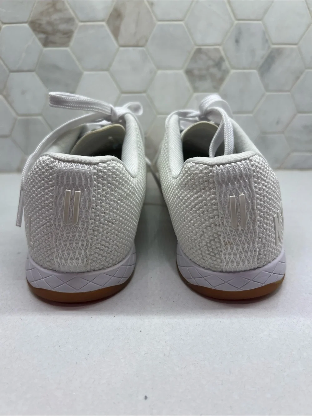NOBULL White Knit Training weightlifting Shoes with Gum Outsole Size 8